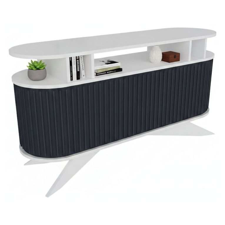 Credenza bianca e antracite 150x43x75h cm 2 ante - Joy