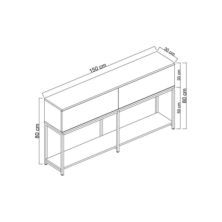 Credenza bianca e argento 150x30x80h cm 2 ante - Basilia