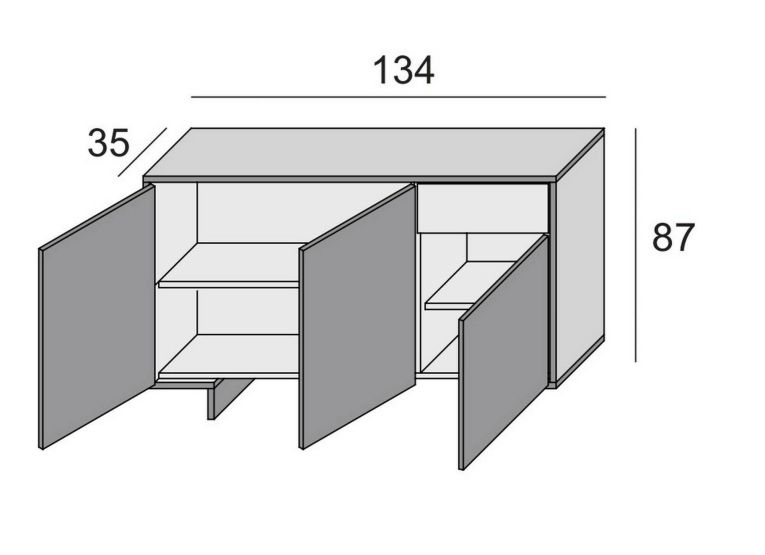 Credenza bianca e beige 134x35x87h cm 3 ante e 1 cassetto - Arius