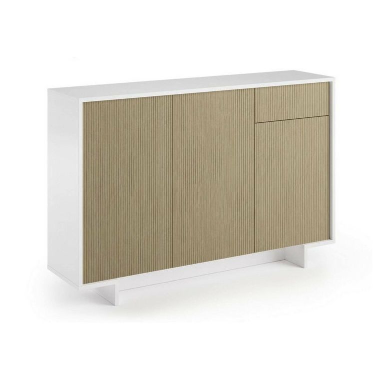 Credenza bianca e beige 134x35x87h cm 3 ante e 1 cassetto - Arius