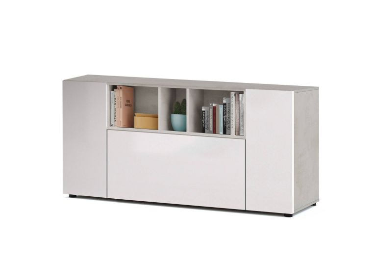 Credenza bianca e cemento 150x41x76h cm 3 ante - Crisantemo