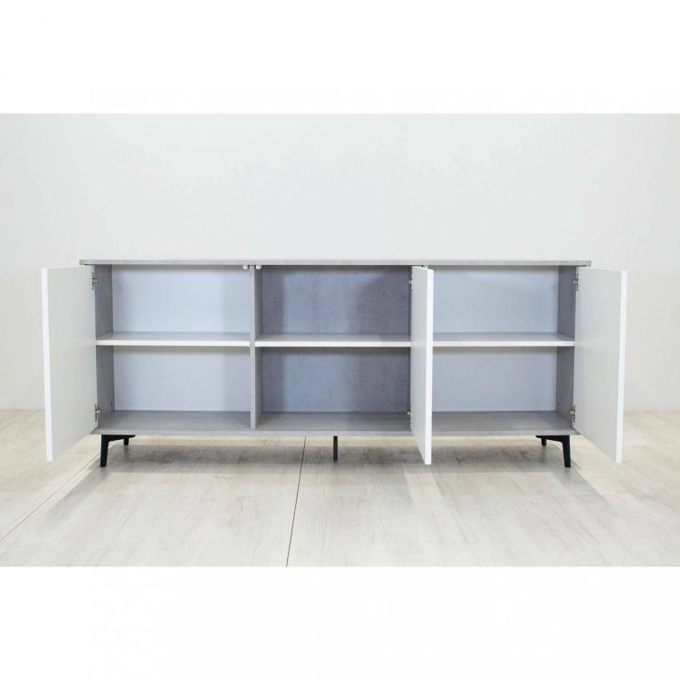Credenza bianca e cemento 184x45x77h cm 3 ante - Aminda