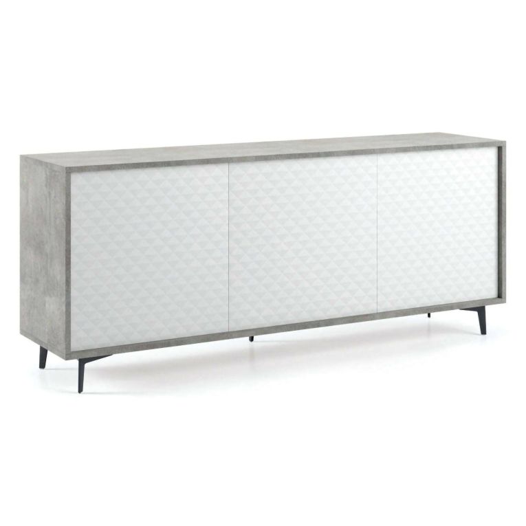 Credenza bianca e cemento 184x45x77h cm 3 ante - Aminda