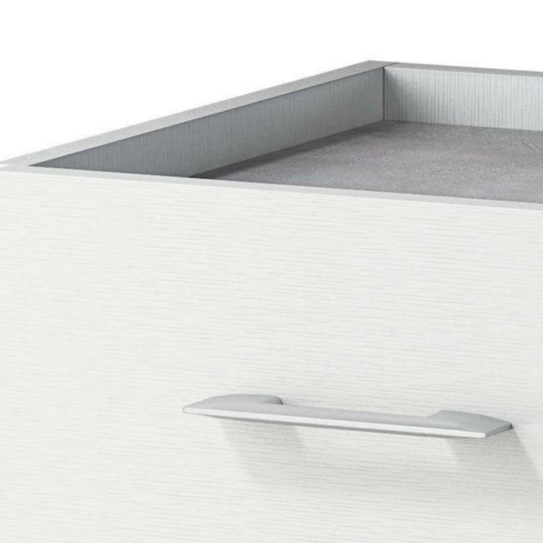 Credenza bianca e cemento 90x41x87h cm 1 anta e 4 cassetti - Aracnida