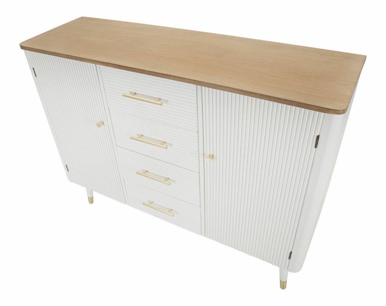Credenza bianca e marrone 117x37x90h cm 2 ante e 4 cassetti - Acute