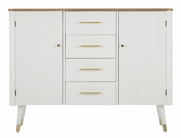 Credenza bianca e marrone 117x37x90h cm 2 ante e 4 cassetti - Acute