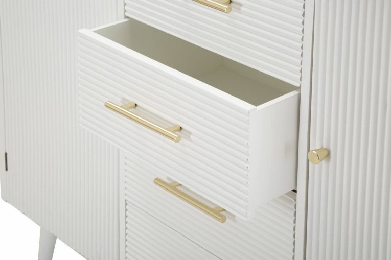 Credenza bianca e marrone 117x37x90h cm 2 ante e 4 cassetti - Acute