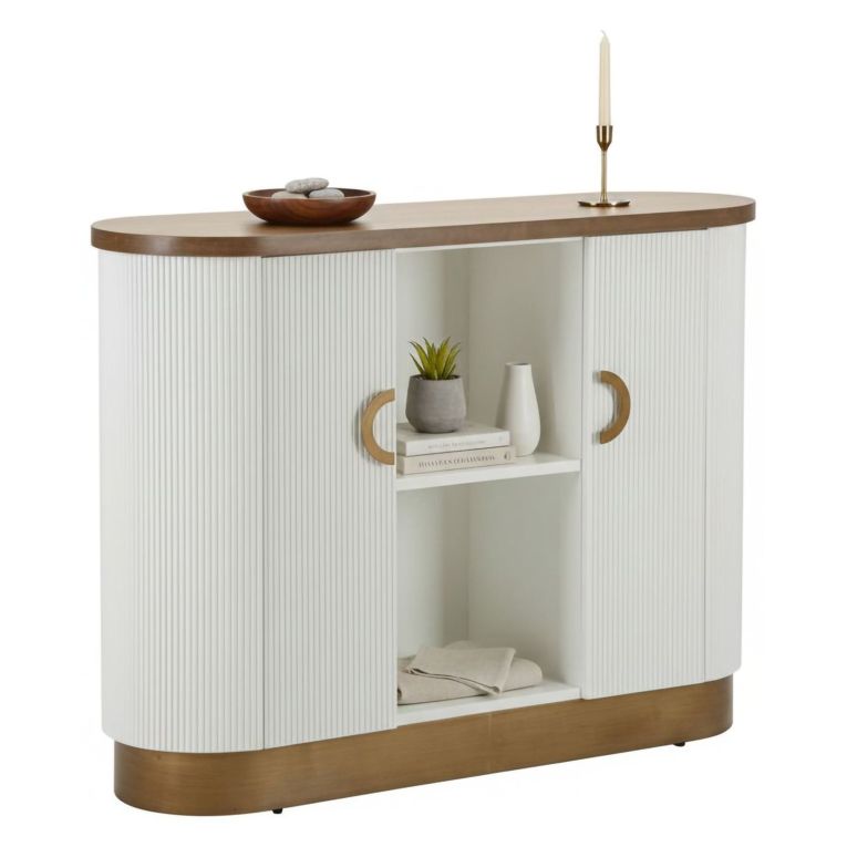Credenza bianca e marrone 121x41x90h cm 2 ante - Ferrule