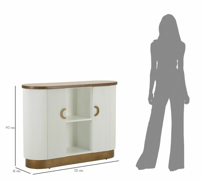 Credenza bianca e marrone 121x41x90h cm 2 ante - Ferrule