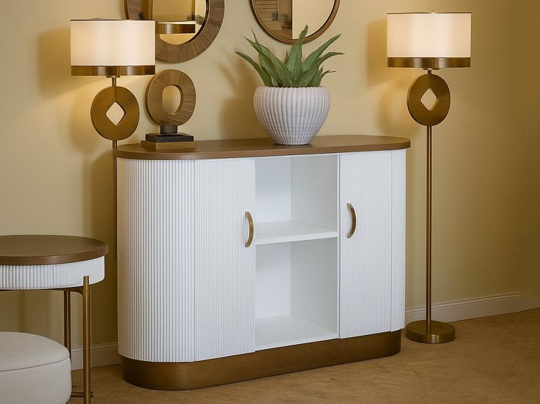 Credenza bianca e marrone 121x41x90h cm 2 ante - Ferrule