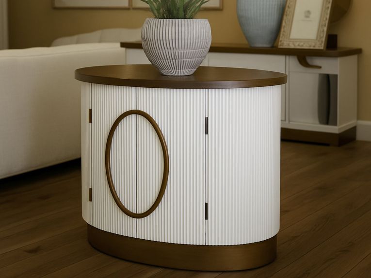 Credenza bianca e marrone 79x48x67h cm 2 ante - Kolinsky