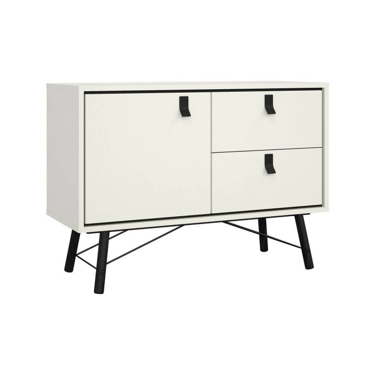 Credenza bianca e nera 101x40x72h cm 1 anta e 2 cassetti - Arconate