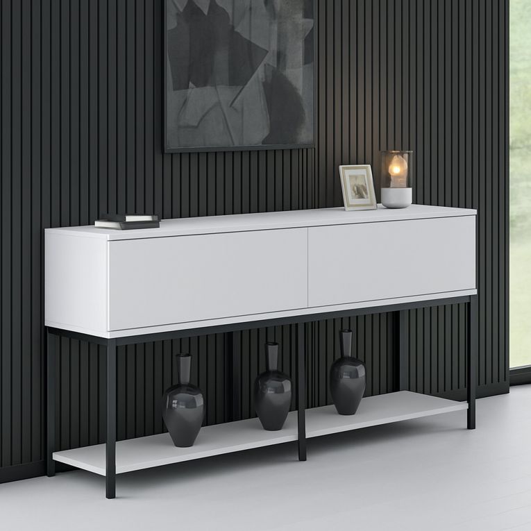 Credenza bianca e nera 150x30x80h cm 2 ante - Basilia