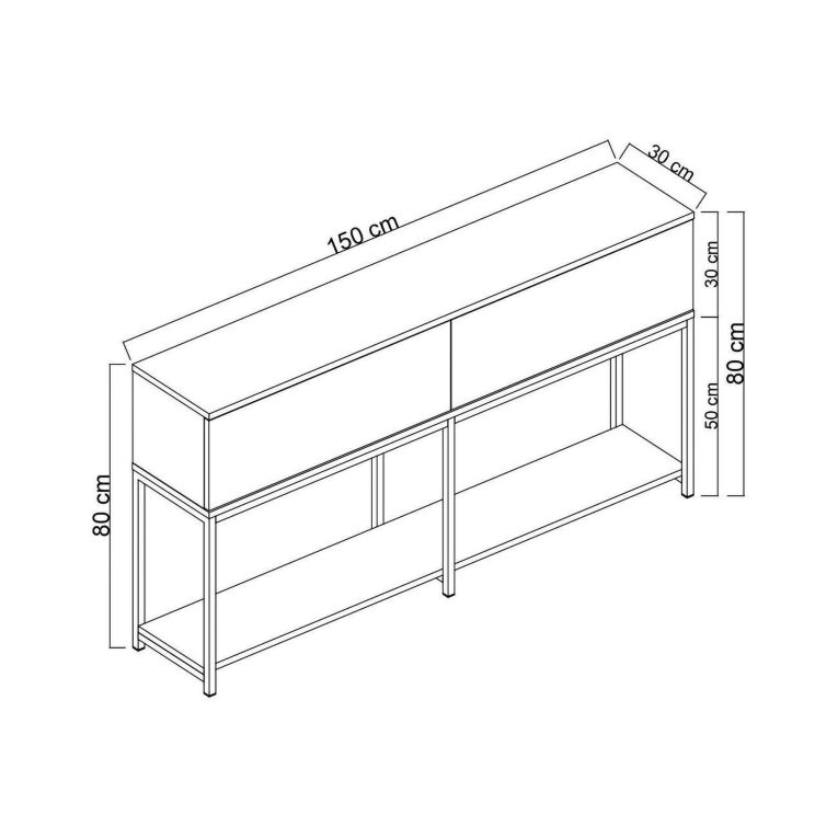Credenza bianca e nera 150x30x80h cm 2 ante - Basilia