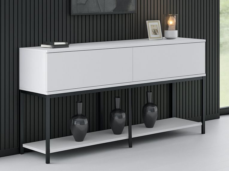 Credenza bianca e nera 150x30x80h cm 2 ante - Basilia