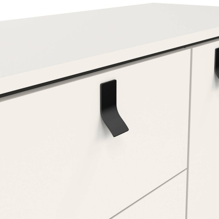 Credenza bianca e nera 150x40x72h cm 2 ante e 2 cassetti - Manyi