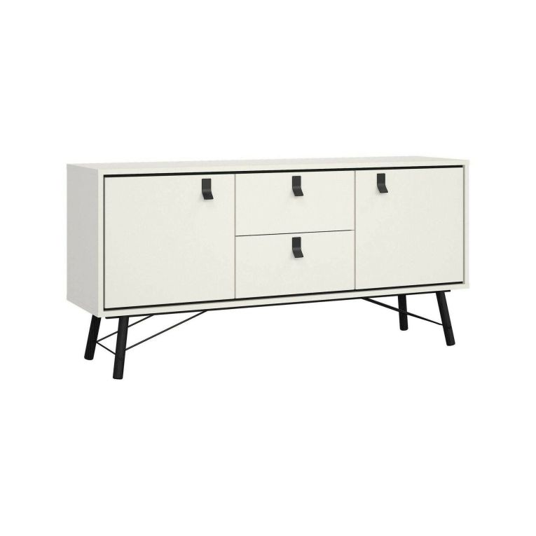 Credenza bianca e nera 150x40x72h cm 2 ante e 2 cassetti - Manyi