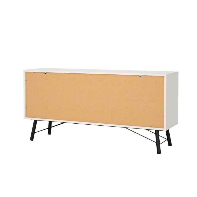 Credenza bianca e nera 150x40x72h cm 2 ante e 2 cassetti - Manyi
