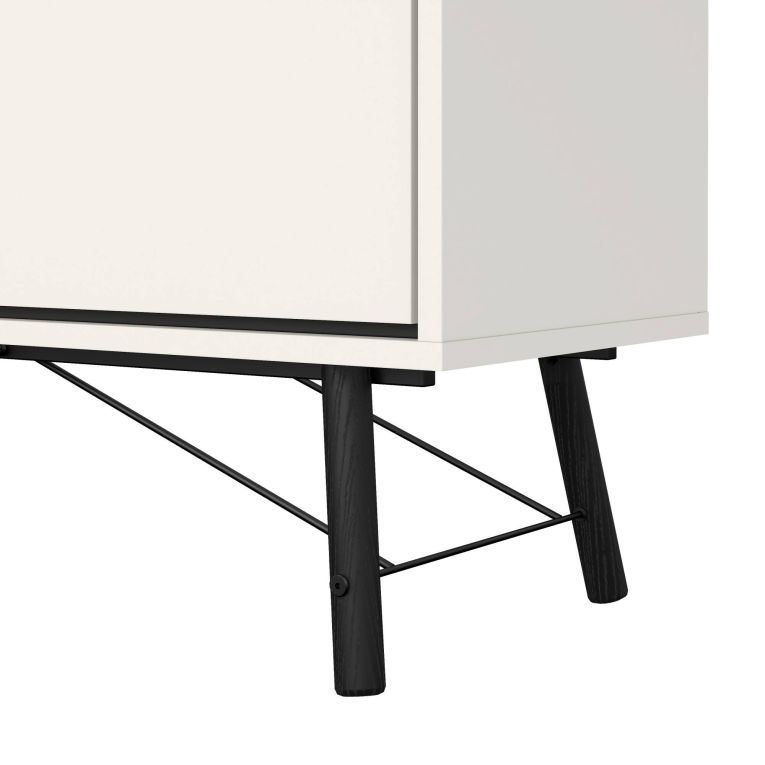 Credenza bianca e nera 150x40x72h cm 2 ante e 2 cassetti - Manyi