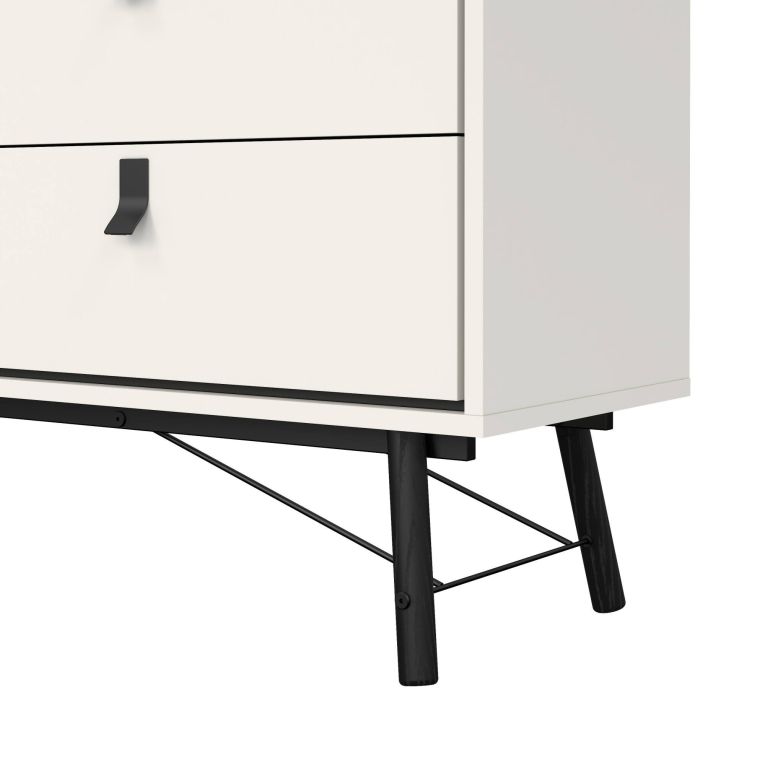 Credenza bianca e nera 150x40x94h cm 6 cassetti - Anturio