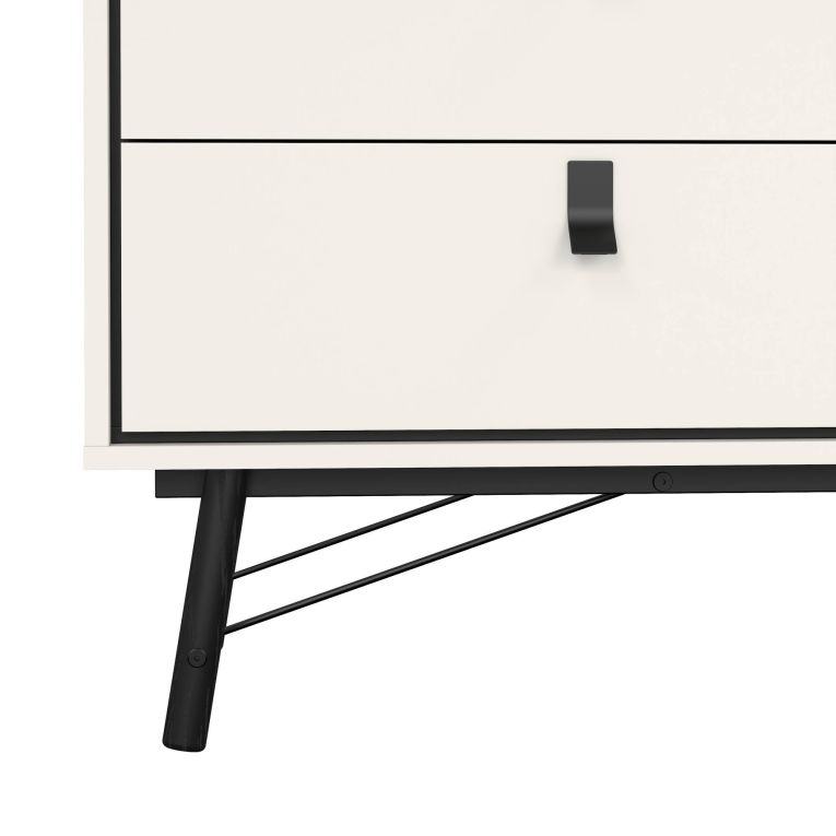 Credenza bianca e nera 150x40x94h cm 6 cassetti - Anturio