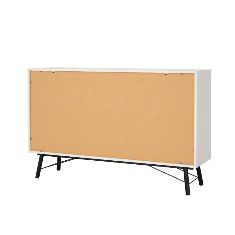 Credenza bianca e nera 150x40x94h cm 6 cassetti - Anturio