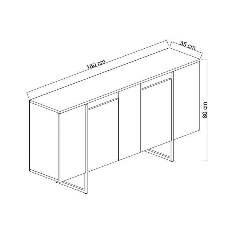 Credenza bianca e nera 160x35x80h cm 4 ante - Arta