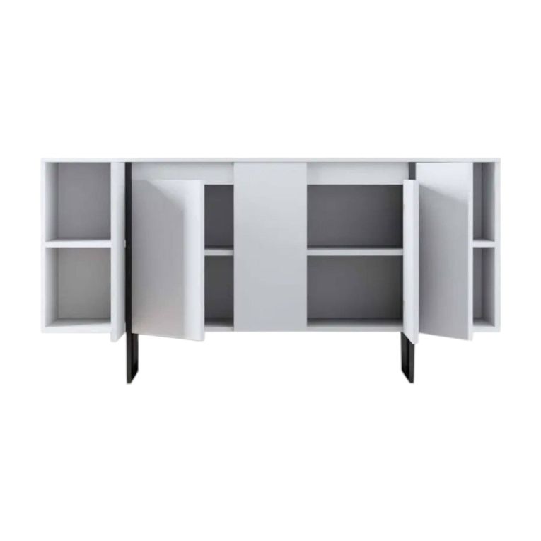 Credenza bianca e nera 160x35x80h cm 4 ante - Arta