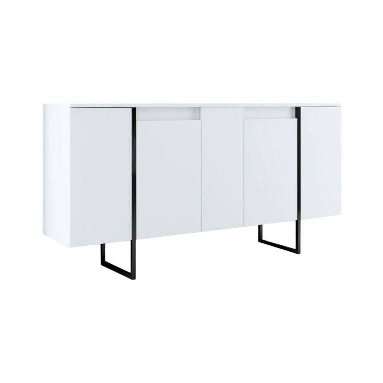 Credenza bianca e nera 160x35x80h cm 4 ante - Arta
