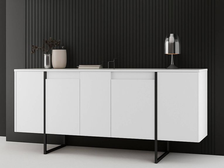 Credenza bianca e nera 160x35x80h cm 4 ante - Arta