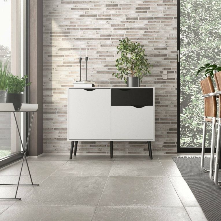 Credenza bianca e nera 98x39x81h cm 2 ante e 1 cassetto - Audit
