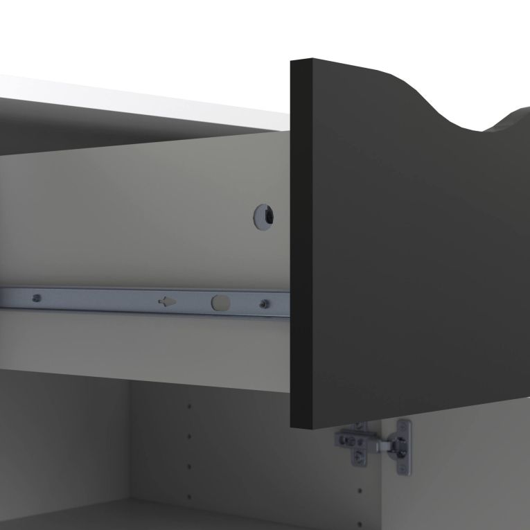 Credenza bianca e nera 98x39x81h cm 2 ante e 1 cassetto - Audit