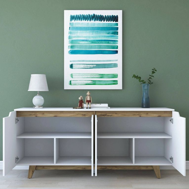 Credenza bianca e noce 180x45x78h cm 4 ante - Ascaro