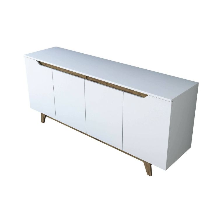 Credenza bianca e noce 180x45x78h cm 4 ante - Ascaro