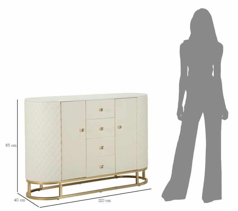 Credenza bianca e oro 120x40x85h cm 2 ante e 4 cassetti - Grotte