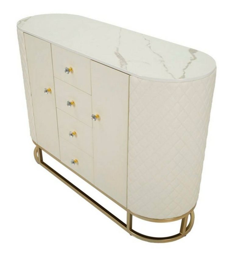Credenza bianca e oro 120x40x85h cm 2 ante e 4 cassetti - Grotte