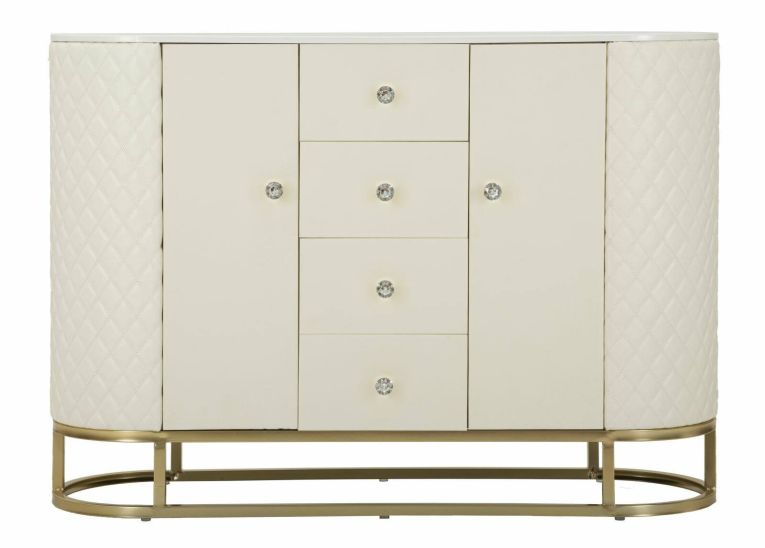 Credenza bianca e oro 120x40x85h cm 2 ante e 4 cassetti - Grotte