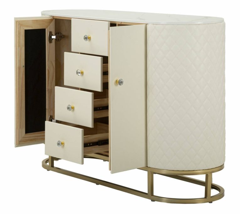 Credenza bianca e oro 120x40x85h cm 2 ante e 4 cassetti - Grotte