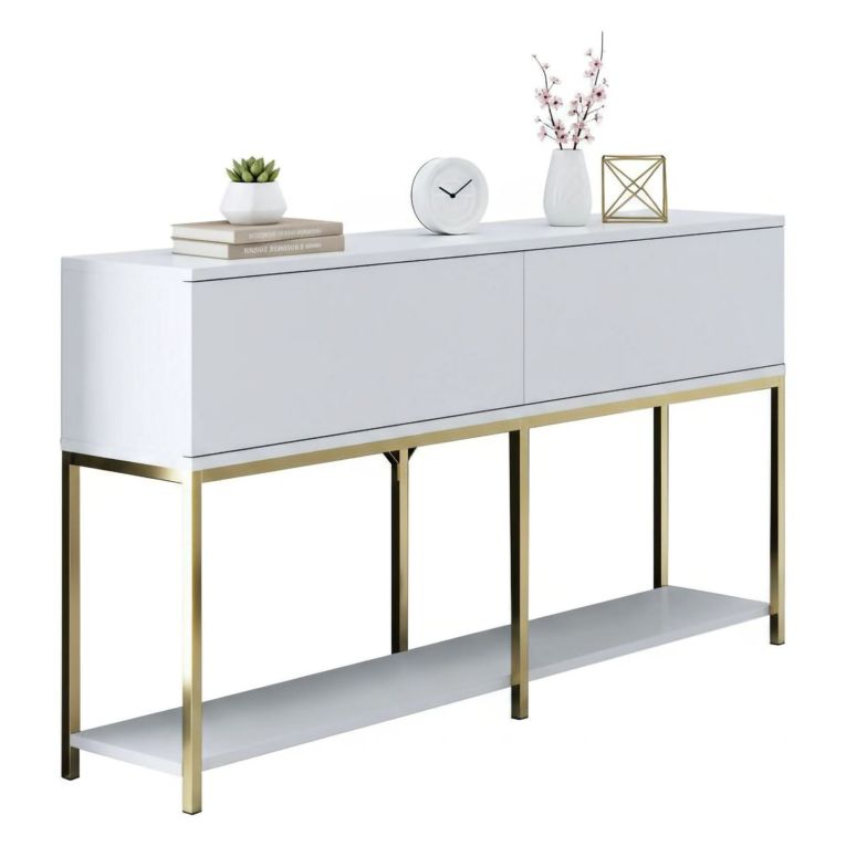 Credenza bianca e oro 150x30x80h cm 2 ante - Basilia