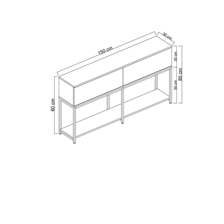 Credenza bianca e oro 150x30x80h cm 2 ante - Basilia