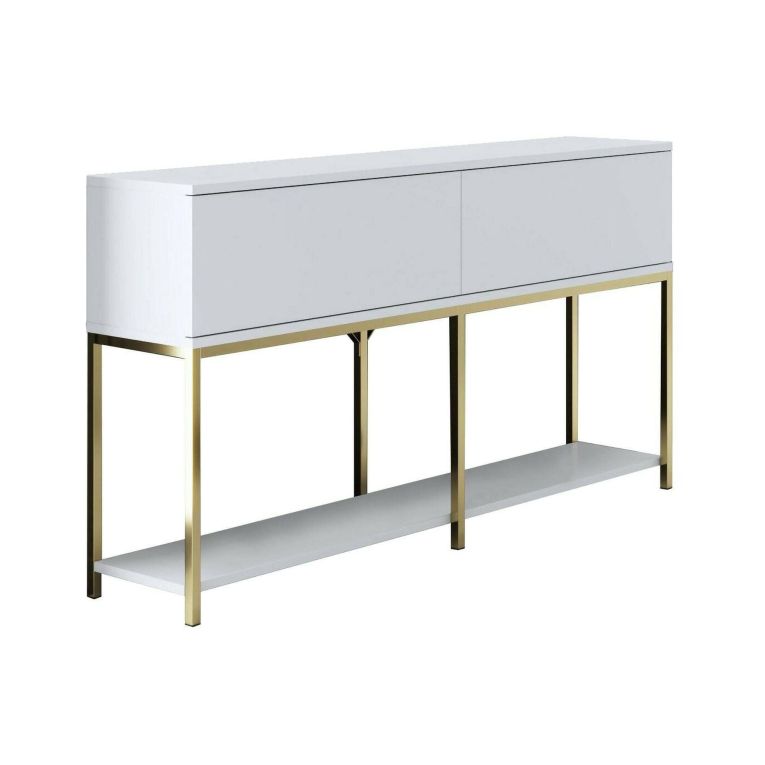 Credenza bianca e oro 150x30x80h cm 2 ante - Basilia