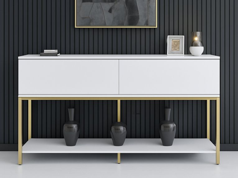 Credenza bianca e oro 150x30x80h cm 2 ante - Basilia