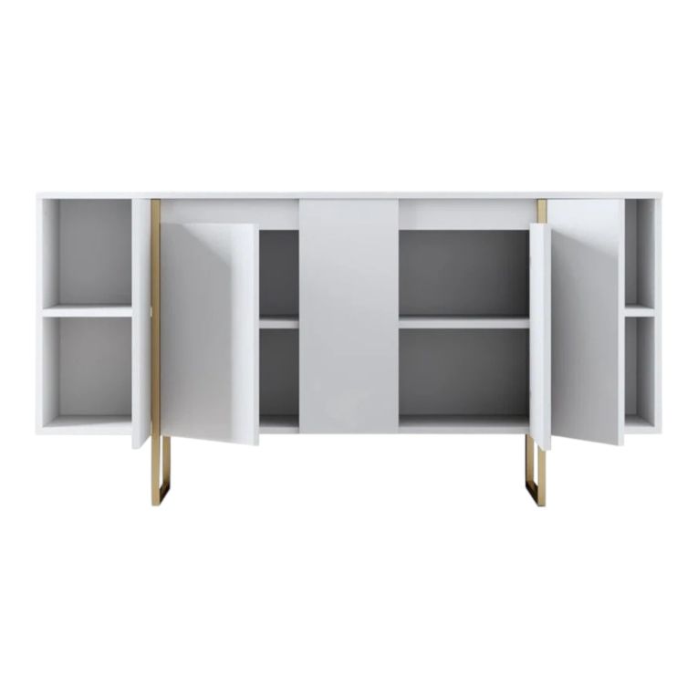 Credenza bianca e oro elegante 160x35x80h cm 4 ante - Arta