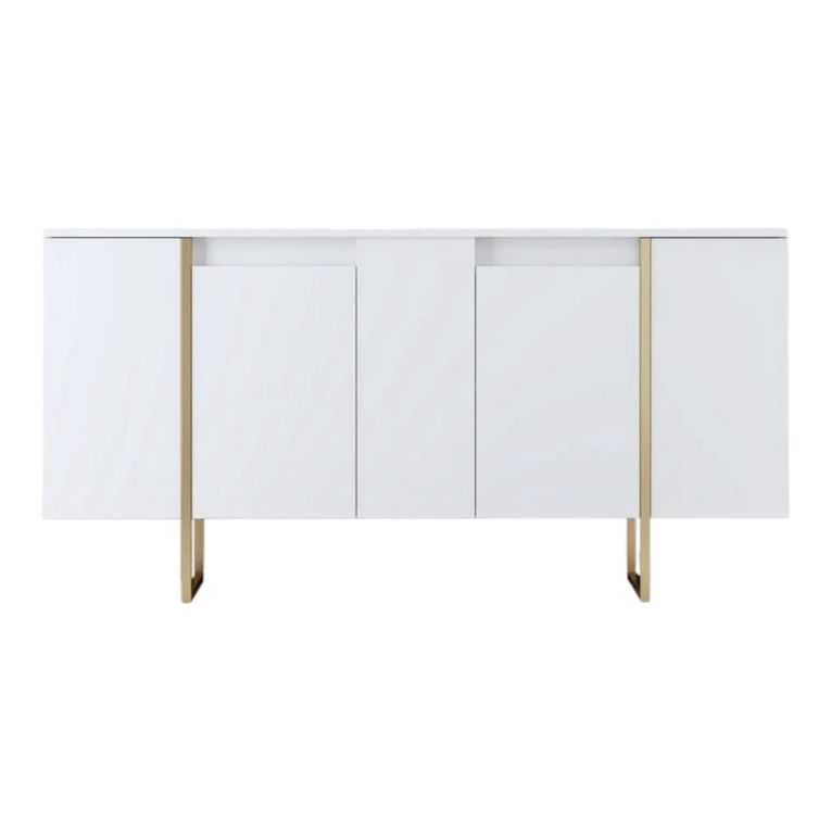 Credenza bianca e oro elegante 160x35x80h cm 4 ante - Arta