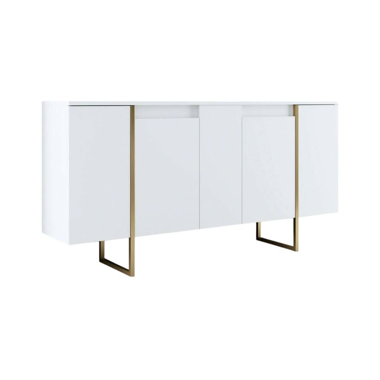 Credenza bianca e oro elegante 160x35x80h cm 4 ante - Arta