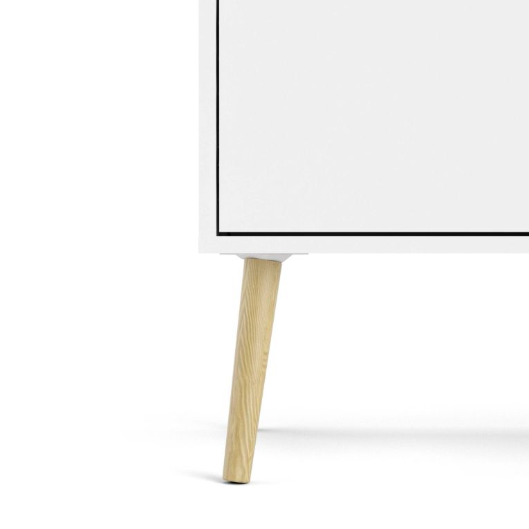 Credenza bianca e quercia 147x39x81h cm 2 ante e 3 cassetti - Animato