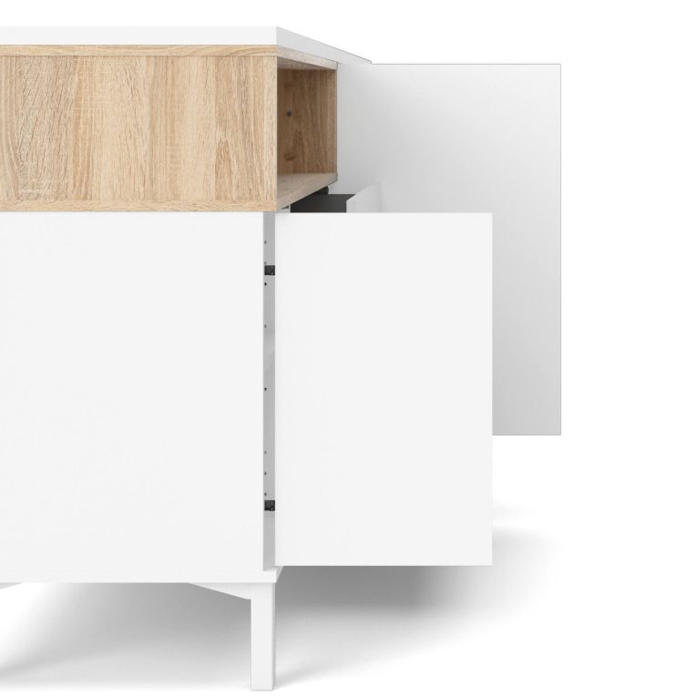 Credenza bianca e quercia 175x48x89h cm 3 ante e 3 cassetti - Julie