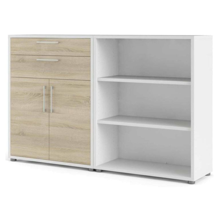 Credenza bianca e quercia 178x40x113h cm 2 ante e 2 cassetti - Albinea