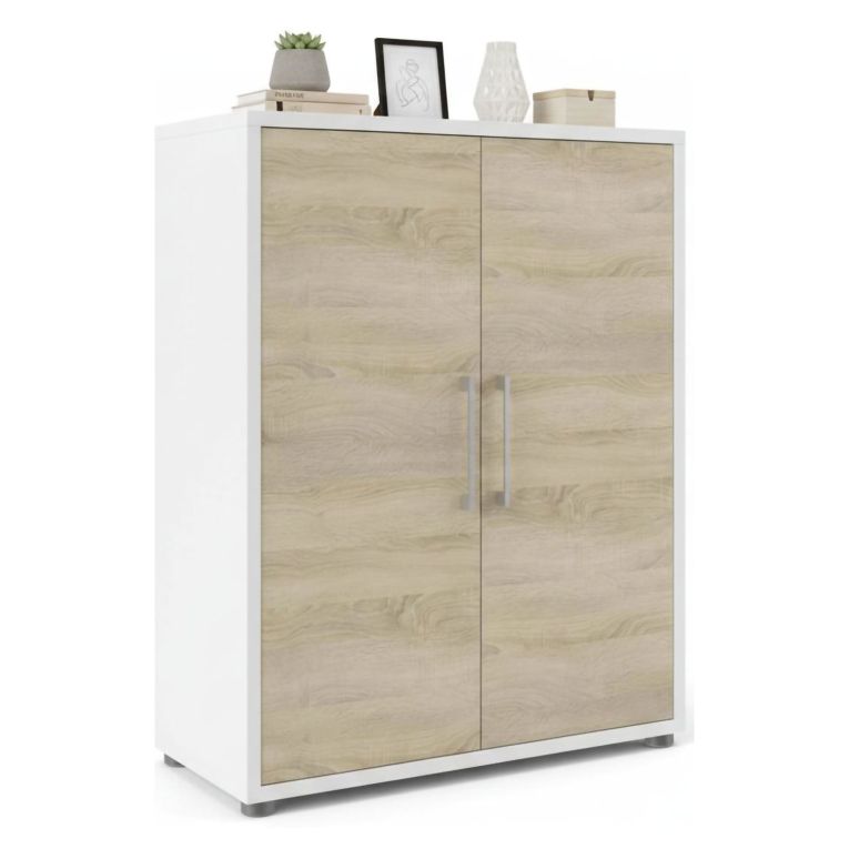 Credenza bianca e quercia 89x40x113h cm 2 ante - Warszawa