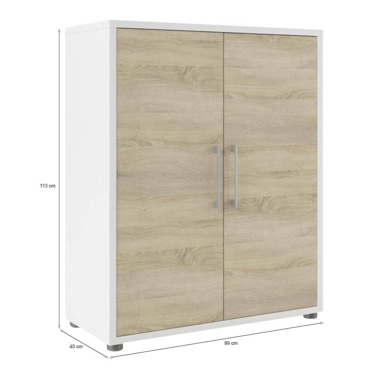 Credenza bianca e quercia 89x40x113h cm 2 ante - Warszawa